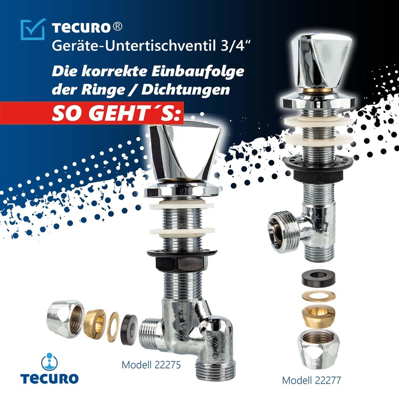 tecuro Device Undersink Valve with Backflow Preventer Inlet 1/2 Inch
