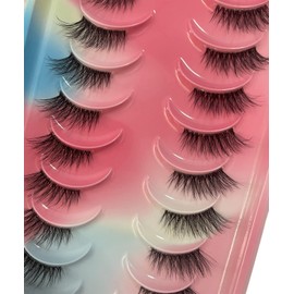 Clear Band Half False EyeLashes Natural Look Wispy Cat Eye Short Fake lashes (AZM03)