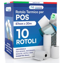 10 POS Rolls Made of High Quality Thermal Paper 57 x 20 cm Ideal for Nexi, Nexa, Sumup and Other Compatible POS Devices. (10)