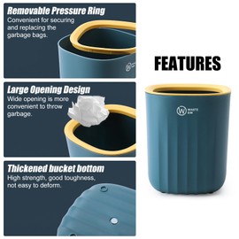 QLFJ-FurDec 3 pieces mini trash bin, table rubbish bin, small with 4 rolls, compact design, mini cosmetic bin, 13.7 x 12.7 x 15 cm, colourful table waste bin for the washbasin, desk