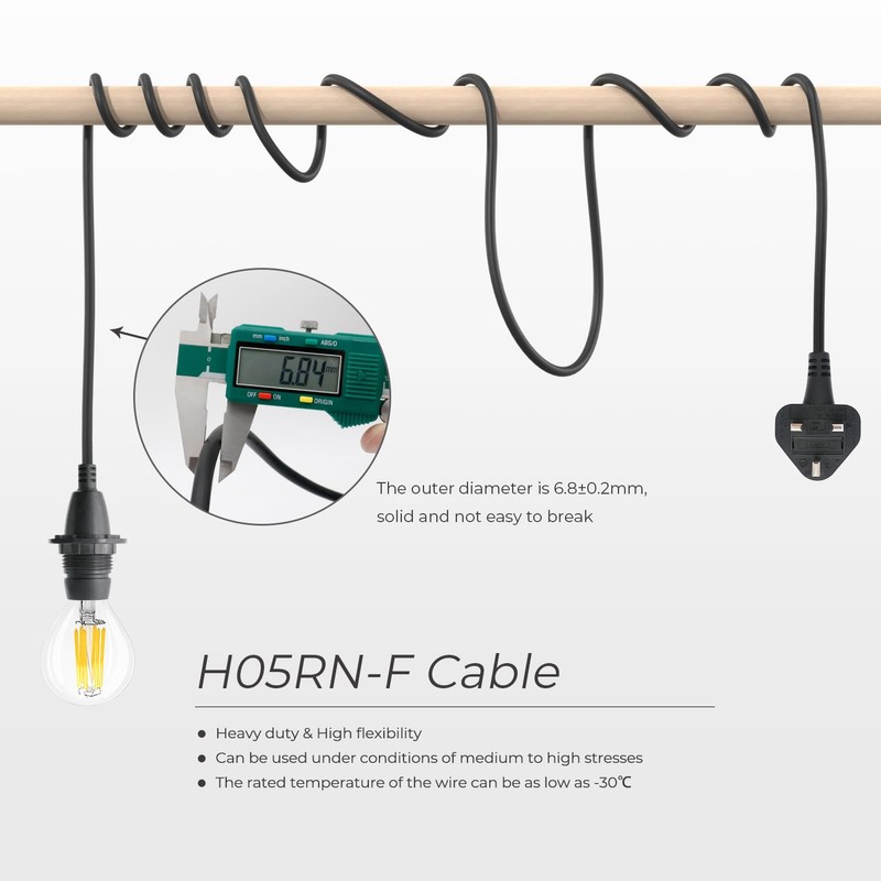 FIRMERST Outdoor Pendant Light Fitting with Plug, E14 Lamp holder