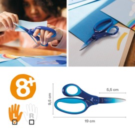 Fiskars 1067854 Children's Scissors for Large Children Aged 8 - 11 Years, for Left-Handed Users: Inside, SoftGrip, Length: 15 cm, Ombré Look, Blue
