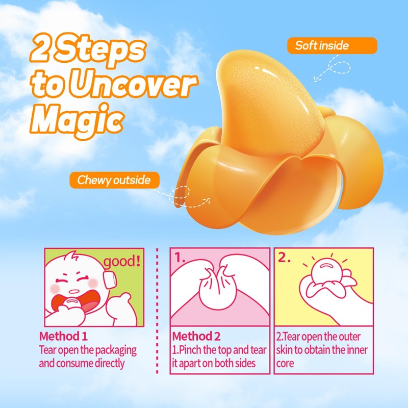 COKOC Peelable Gummies Mango,Peeling Gummies Mango Candy,Individual Packaging 2.64oz Bag