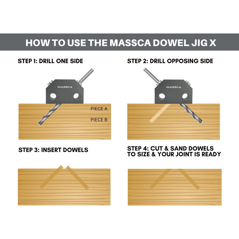 Massca Dowel Jig X for Angled Dowel Joints