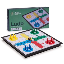 Yellow Mountain Imports Ludo Magnético Plegable de Viaje Mini Juego de Tablero - 25 centímetros - Juego de Estrategia clásico portátil