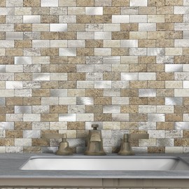 M MOFIT Peel and Stick Brick Backsplash for Kitchen,Back Splash for Bathrooms Walls Tiles Waterproof(10sheets,Castle Brown)