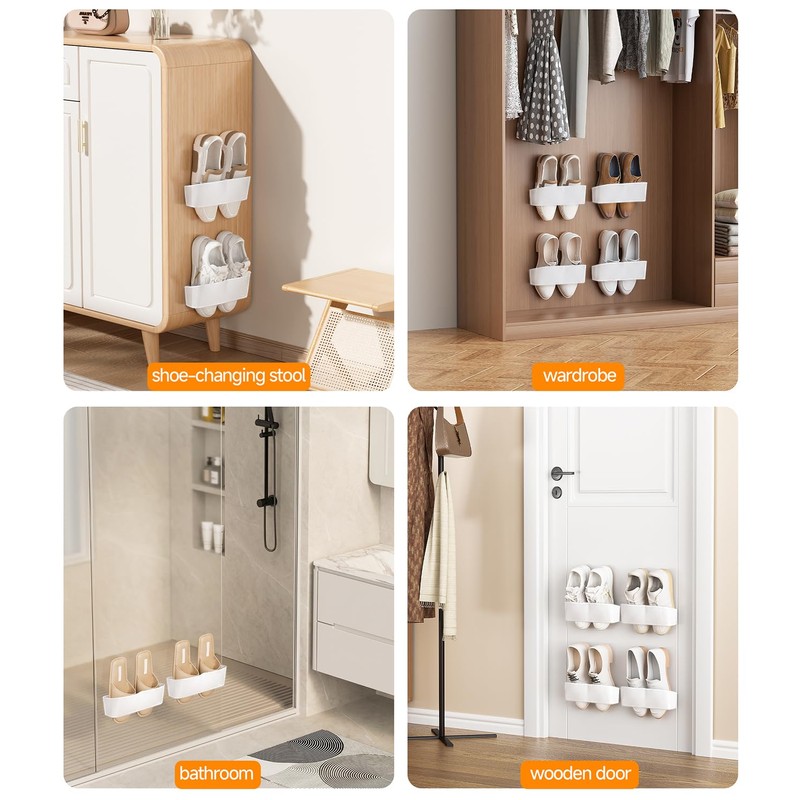 DegMongee Wall Mounted Shoe Rack, Adhesive & Drill Mount Hanging