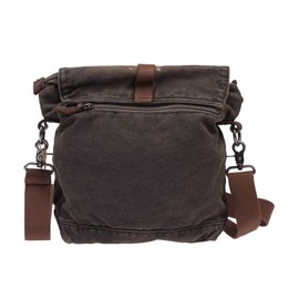 Greenburry Aviator 5902-30 Leather and Canvas Messenger Shoulder Bag, brown