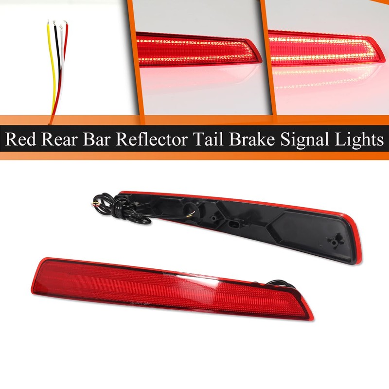 ADIIL Red Rear Bumper LED Bar Reflector Tail Brake Signal