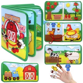 Meafeng Busy Board Farm Theme, Quiet Activity Board Felt Book for Toddlers, Motor Skills Toy for Early Education, Sensory Technology, Busy Book for Car & Plane, Montessori Toy from 1 2 3 4 Years