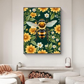 Yezavesu Paint by Numbers Kit for Adults Beginner, Bee Adult Paint by Number Kits on Canvas Without Frame, DIY Acrylic Flowers Painting by Numbers for Home Wall Decor Gift 16x20 Inch