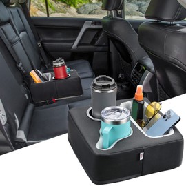 KEMIMOTO Back Seat Cup Holder for Car, Couch Cup Holder, Car Truck Boat Organizer, Couch Sofa Bed Expander Tray Holds Drinks, Snacks, Remote, Cell Mobile Phone (Black)