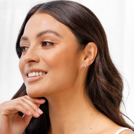 PAVOI 14K White Gold Plated 925 Sterling Silver Post CZ Huggies | Women's Small Gold Hoop Earrings | Synthetic Diamond Earrings