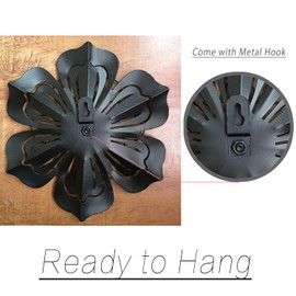 Metal Flower Wall Art Decor, 8.3" Rustic Modern Floral Sculpture, Distressed Iron Wall Hanging Home Decoration Accent Artworks for Indoor Kitchen Bedroom Living Room Office Outdoor Garden Patio - 06