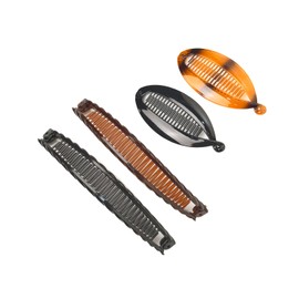 4‑Pack Non‑Slip Banana Hair Clips - Included Black & Coffee 2 Sizes, Resin Curved Claw Clip for different hair types and lengths