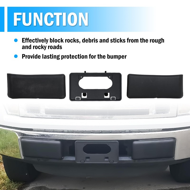 Front Bumper Guards Pads & License Plate Frame Bracket Set
