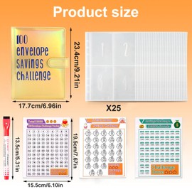 100 Envelopes Saving Challenge Envelope Savings Challenge Binder Savings Book Money Saving Book Money Saving Binder with Cash Envelopes, Savings Challenge Stickers for Home