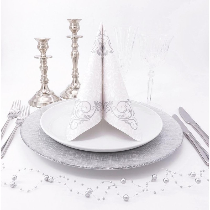 50 Napkins Ornaments 40 x 40 cm Fabric-Like Airlaid Ornaments,