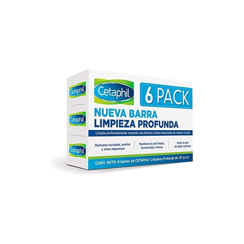 Cetaphil Limpieza Profunda, Paquete con 6 Barras de 127g c/u
