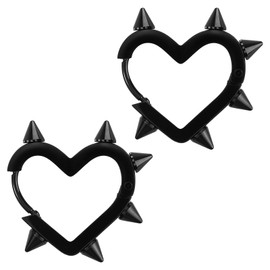 Heart Earrings Black Spike Earrings,Stainless Steel Gothic Earrings Punk Earrings Christmas Jewelry Gift for Women Men