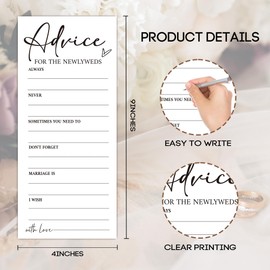 MXLINSW Minimalist White Wedding Shower Games Cards, Advice for The Newlyweds, Bridal Shower Games, Engagement Party Wedding Card for 25 Guests, Bridal Party Supplies 4x9inch-A09