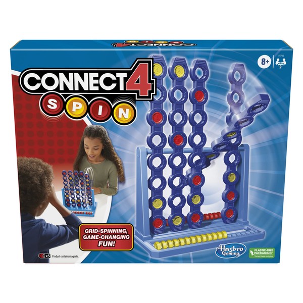 Hasbro Gaming Connect 4 Spin Game,Features Spinning Connect 4 Grid,2 Player Board Games for Family and Kids,Strategy,Ages 8 and Up