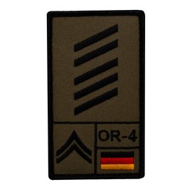 Café Viereck ® Oberstabsgefreiter Bundeswehr Army - Rank Patch with Rank - Embroidered with Velcro - 9.8 cm x 5.6 cm - Olive - Left Side