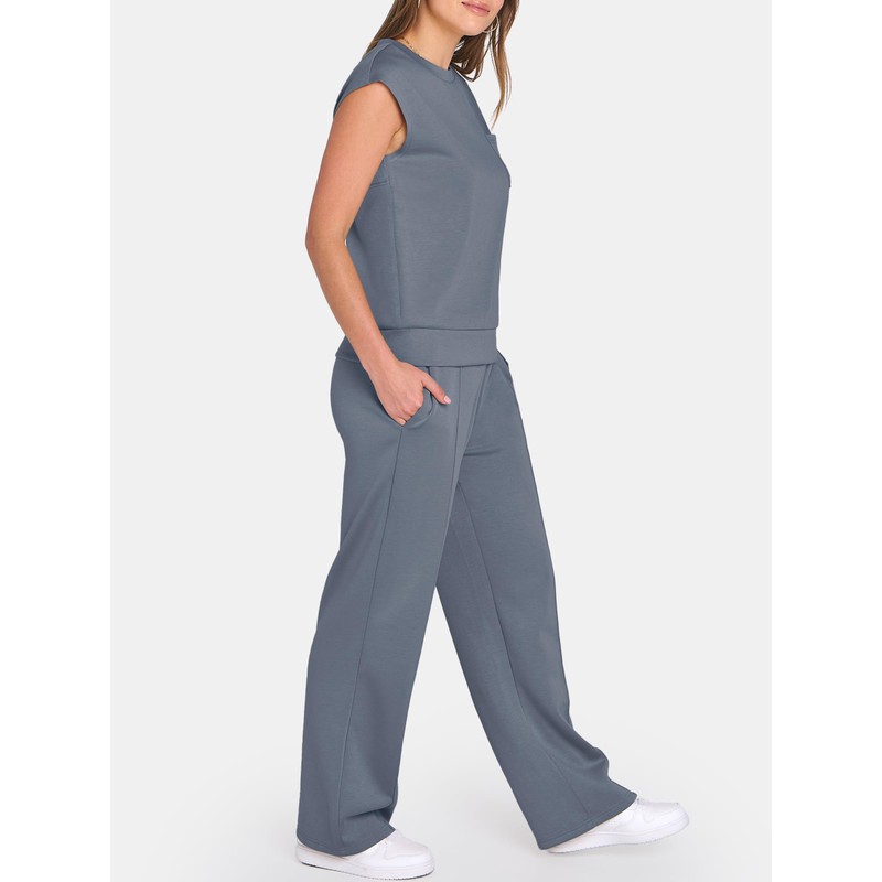 ANRABESS Two Piece Sets for Women Summer Sleeveless Sweatsuits Wide