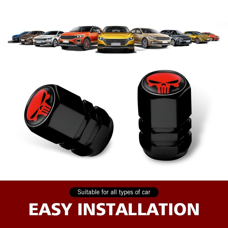 Opuweiy Skull Car Wheel Tire Valve Stem Cap, Universal Wheels