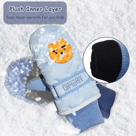 EVBEA -22 Degree F Children Boys Girls Cold Weather Waterproof Glove Magic Stretch Uni-corn Winter Thermal Warm Ski Gloves (Bear, M)