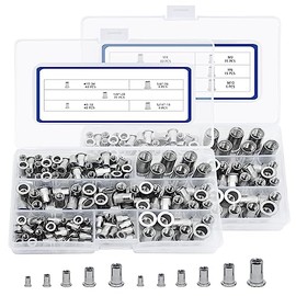 Kits de tuercas de remache de acero inoxidable SAE y métricas, JROUTH 380 piezas de surtido de Rivnuts y Nutsert, tamaños 8-32 10-24 1/4"-20 3/8"-16 5/16"-18 M3 M4 M5 M6 M8 M10