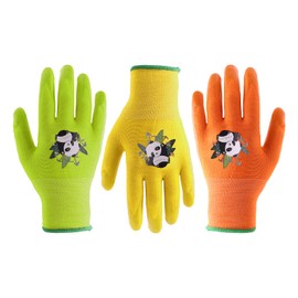 AIGEVTURE Kids Gardening Gloves 3 Pairs for Age 2-13,Toddler Garden Gloves, Soft Safety Nitrile Coated Children Yard Work Gloves-6