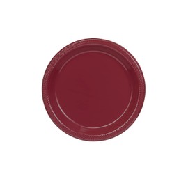 Exquisite 7 Inch Burgundy Plastic Plates - 50 Count - Round Burgundy Disposable Plates - Burgundy Dinner Party Plates for All Occasions - Burgundy Plastic Party Plates for Parties