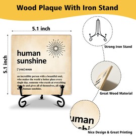 Human Sunshine Gifts Wooden Sign Desk Decor Wood Plaque with Support Stand, Appreciation Gifts Inspirational Gifts for Women Teacher Boss Nurse Coworker Leader, Home Office Desk Accessories -07