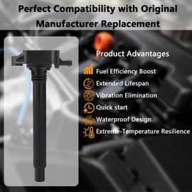 UF751 OEM Ignition Coil - Compatible with Chrysler 200 Fiat 500X Jeep Cherokee Renegade Dodge Dart Ram ProMaster City -2.4L L4 - Replaces # 68080580AB 68242286AA 5C2113