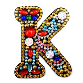 MEDOYOH DIY Letters "K" Diamond Painting Key Chains, Double-Sided Retro DIY Diamond Painting Kits Keychain, DIY Letters Art Craft Crystal Diamond Keyring Kits for Key Chain Pendant Bag Decor Brooch