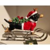 Dachshund Christmas Figurine on Metal Sled Lights Up 12″L x