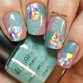 Whats Up Nails - Botanical Garden Rainbow Holo Chrome Nail Art Design Stickers (Holographic)