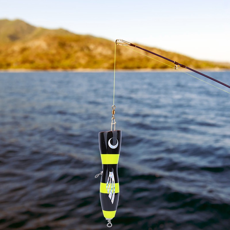 Wooden Large Artificial Popper Fish Lure Topwater Simulation Bait Sea