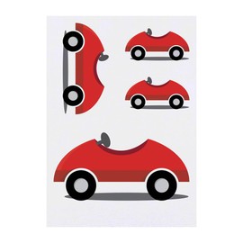Azeeda 4 x 'Rotes Spielzeugauto' Temporäre Tattoos - Wasserfest, Hautfreundlich & Ungiftig · Transfers in Verschiedenen Größen (TO00082246)