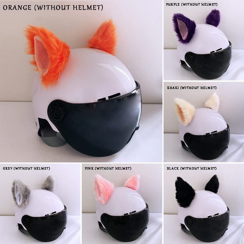 Cat Ears for Helmet Plush Ears Adhesive Helmet Accessory for