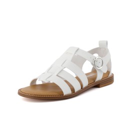 CUSHIONAIRE Women's Lotus fisherman sandal +Memory Foam, Wide Widths Available, White 6.5 W
