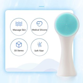 Cepillo de Limpieza Facial Doble Cara con Cerdas Suaves y Silicona Exfoliante