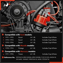 A-Premium Ignition Distributor with Cap and Rotor Compatible with Ford Escort 1991-1996 1.8L & Mazda Protege 1990-1994 & Mercury Tracer 1991-1996 1.8L