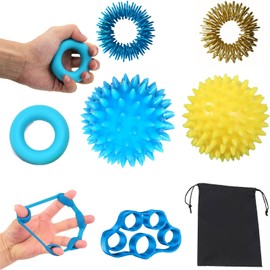 Pack of 7 Finger Trainer, Hand Trainer, Finger Trainer, Kneading Ball for Hands Therapy, Hand Trainer, Stress Relief, Finger Trainer, Finger Trainer, Occupational Therapy, Massage Ball, Hand Trainer