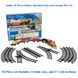Classic 16 Piece Toy Train Set, Train Toy Gift Set for Boys and Girls with Locomotive, Light Sound and Smoke, Christmas Train Present for Children, Kids