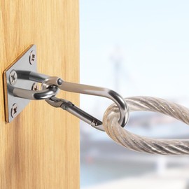 2 Pack M5 Heavy Duty Stainless Steel Square Pad Eye Anchors with 2 Snap Clips, 8 Screws & 8 Plastic Wall Plugs – Rustproof Mounting Hardware for Hanging, Storage, Marine, Garage, Outdoor Use