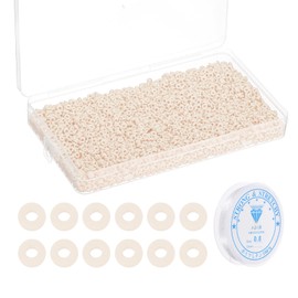 PATIKIL 4000 Pcs Clay Beads Bracelet Making Kit, 4mm Flat Round Polymer Clay Spacer Beads Preppy Heishi Beads Disk with Elastic String for DIY Friendship Jewelry Making, Cream White