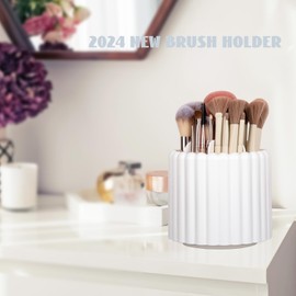Anyoifax Anyoifax 360 Rotating Makeup Brush Holder 7 Slots Make Up Brush Organizer Removable Spinning Cosmetic Brushes Storage Pen Holder for Vanity, Dresser, Desk, White