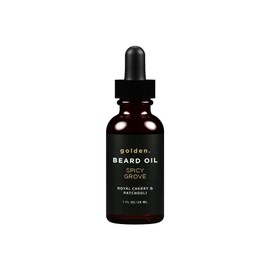 Golden Grooming Beard Oil for Men | Natural Growth Kit with Castor Oil, Jojoba Oil, and Olive Oil | Tames, Moisturizes & Styles | Spicy Grove Scent | 1oz